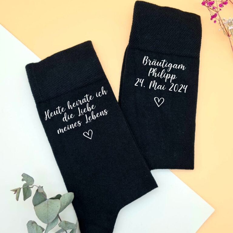 Hochzeitssocken "Liebe meines Lebens"