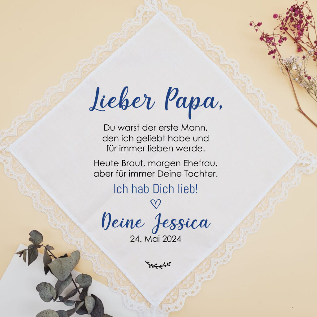 Stofftaschentuch Erster Mann geliebt Freudentränen Hochzeit