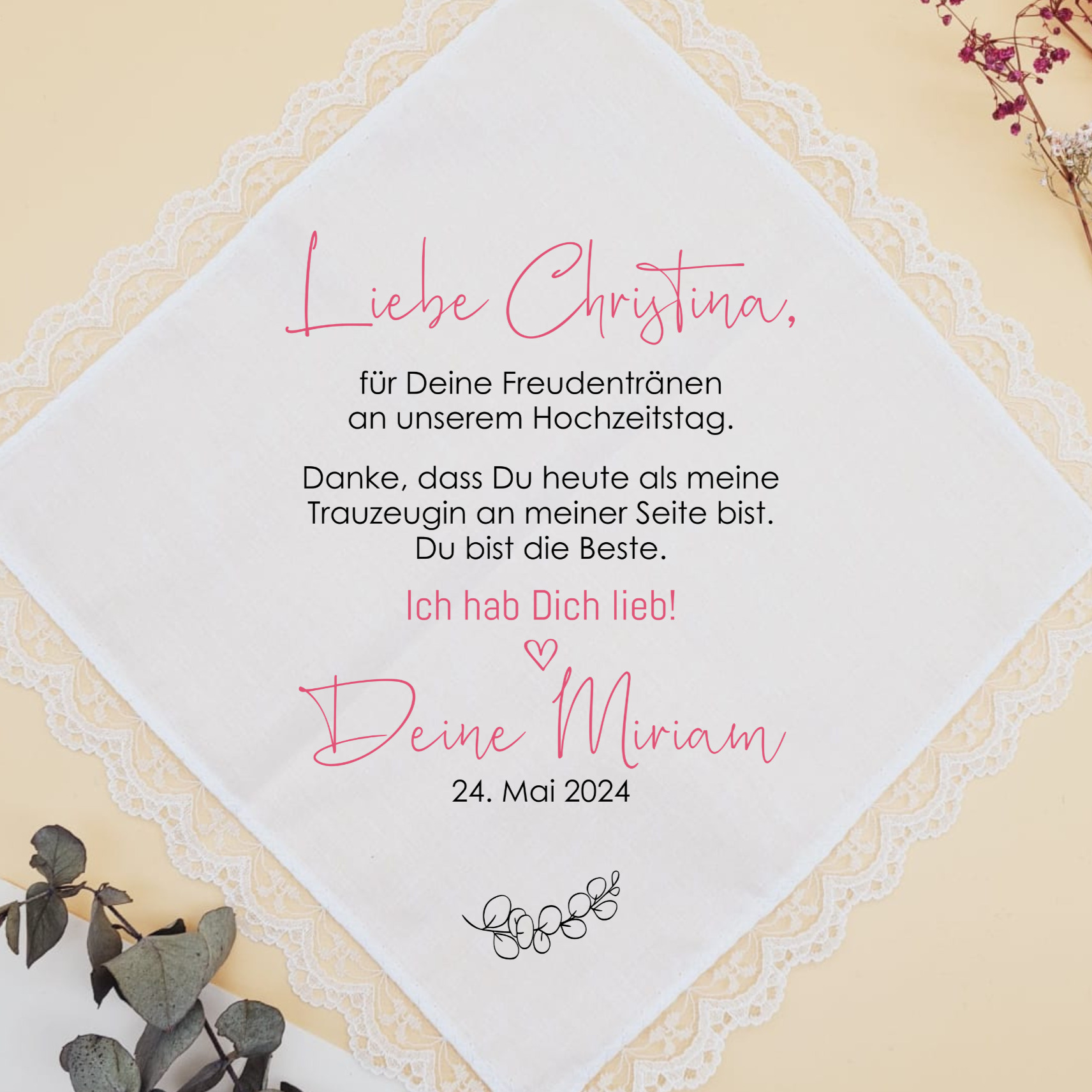 Taschentuch Freudentränen Hochzeit_Trauzeugin_Dahlia_Silently