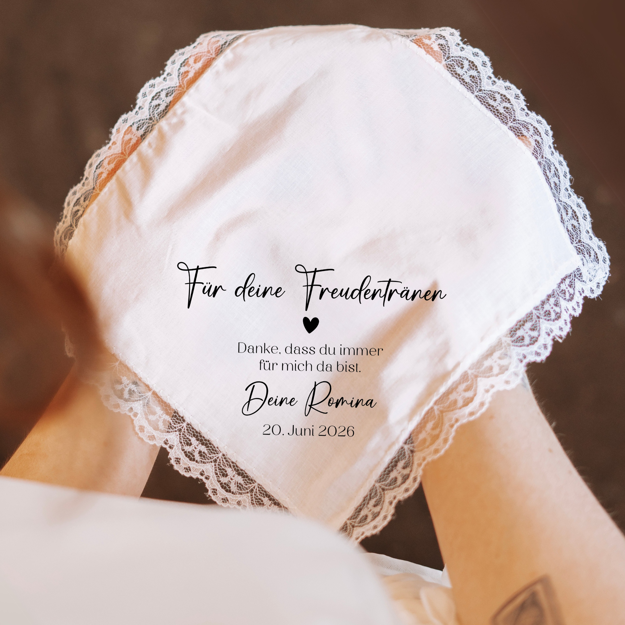 Stofftaschentuch mit eigener Unterschrift | Für die Freudentränen