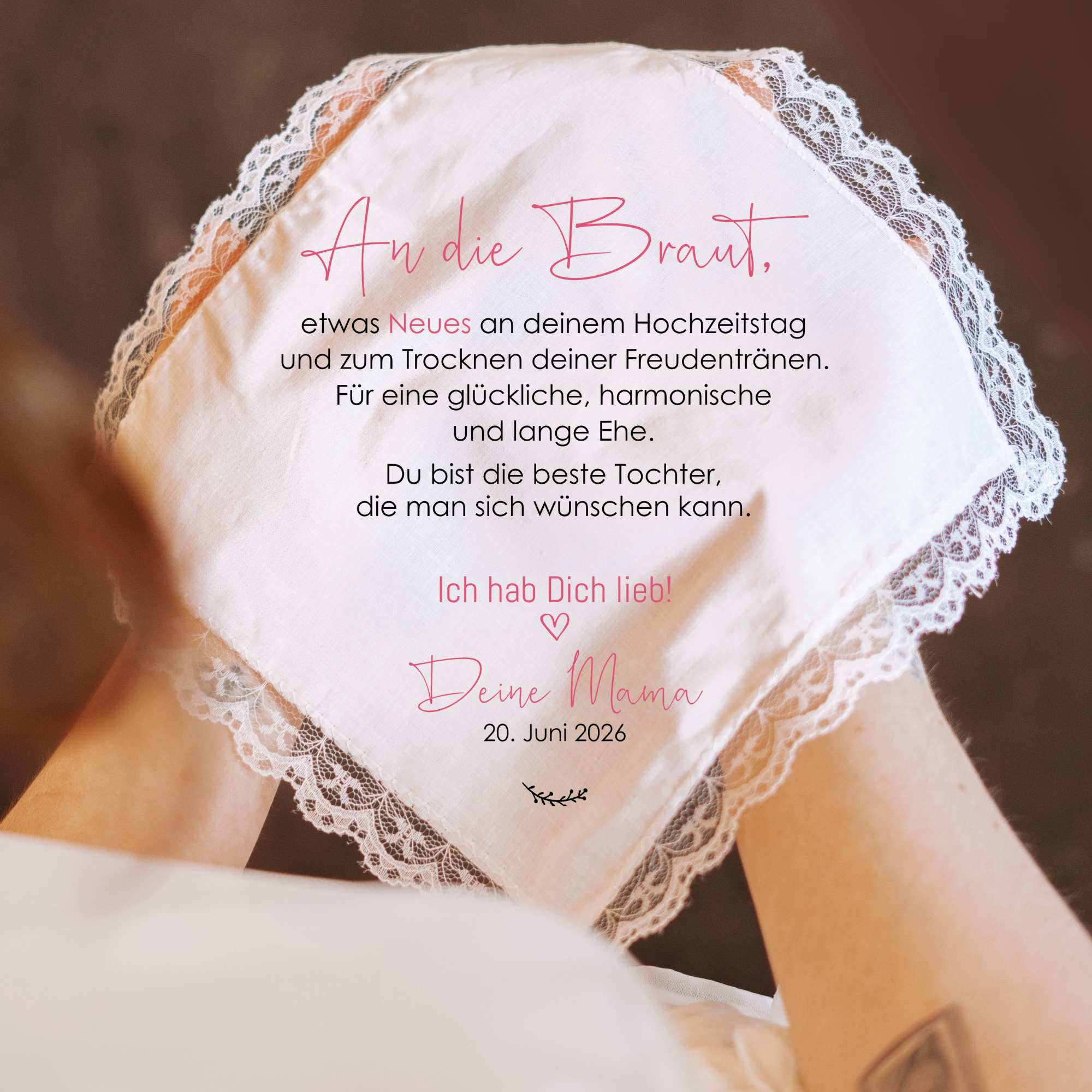 Stofftaschentuch "Braut" von Mama, Papa