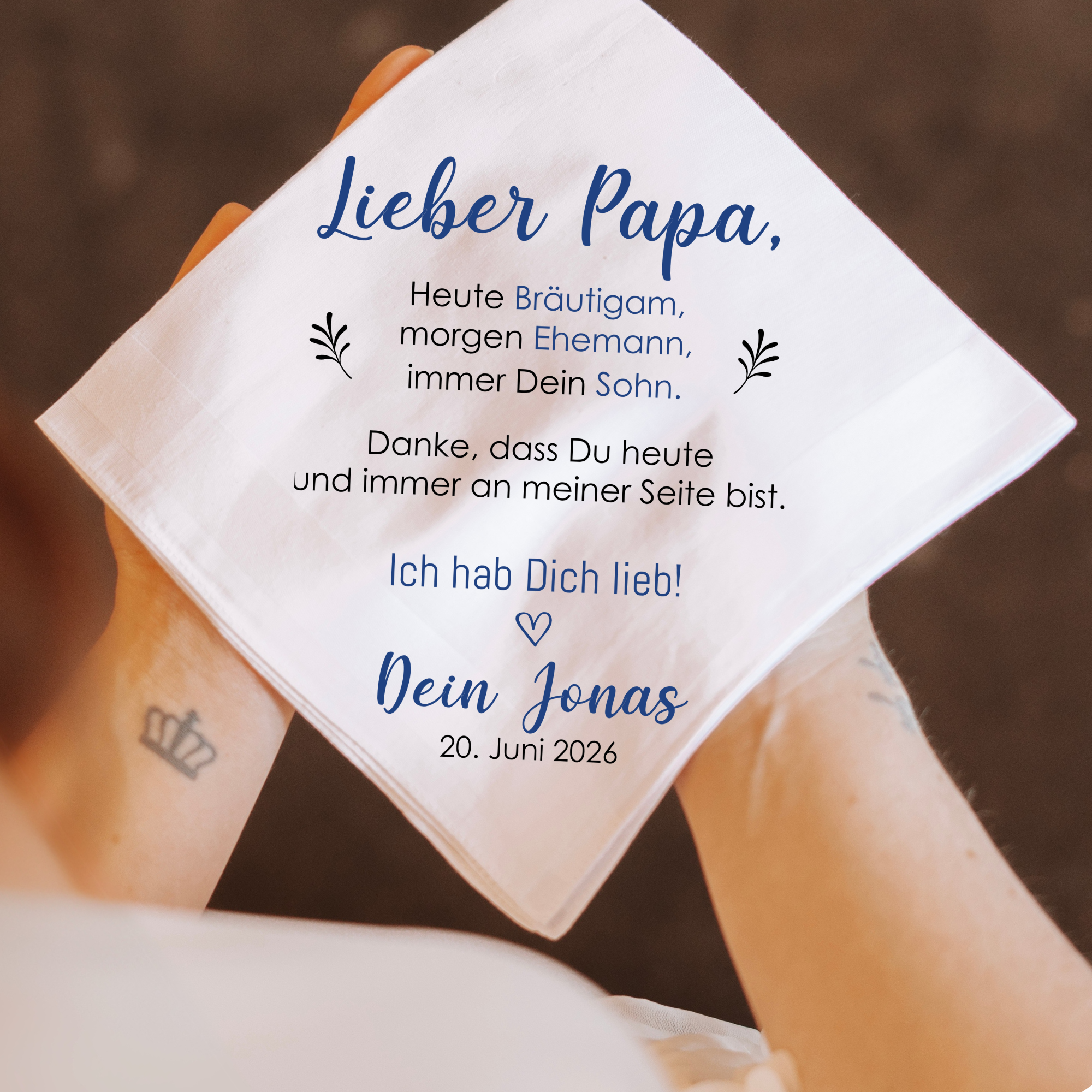 Stofftaschentuch "Bräutigam, Ehemann, Sohn"