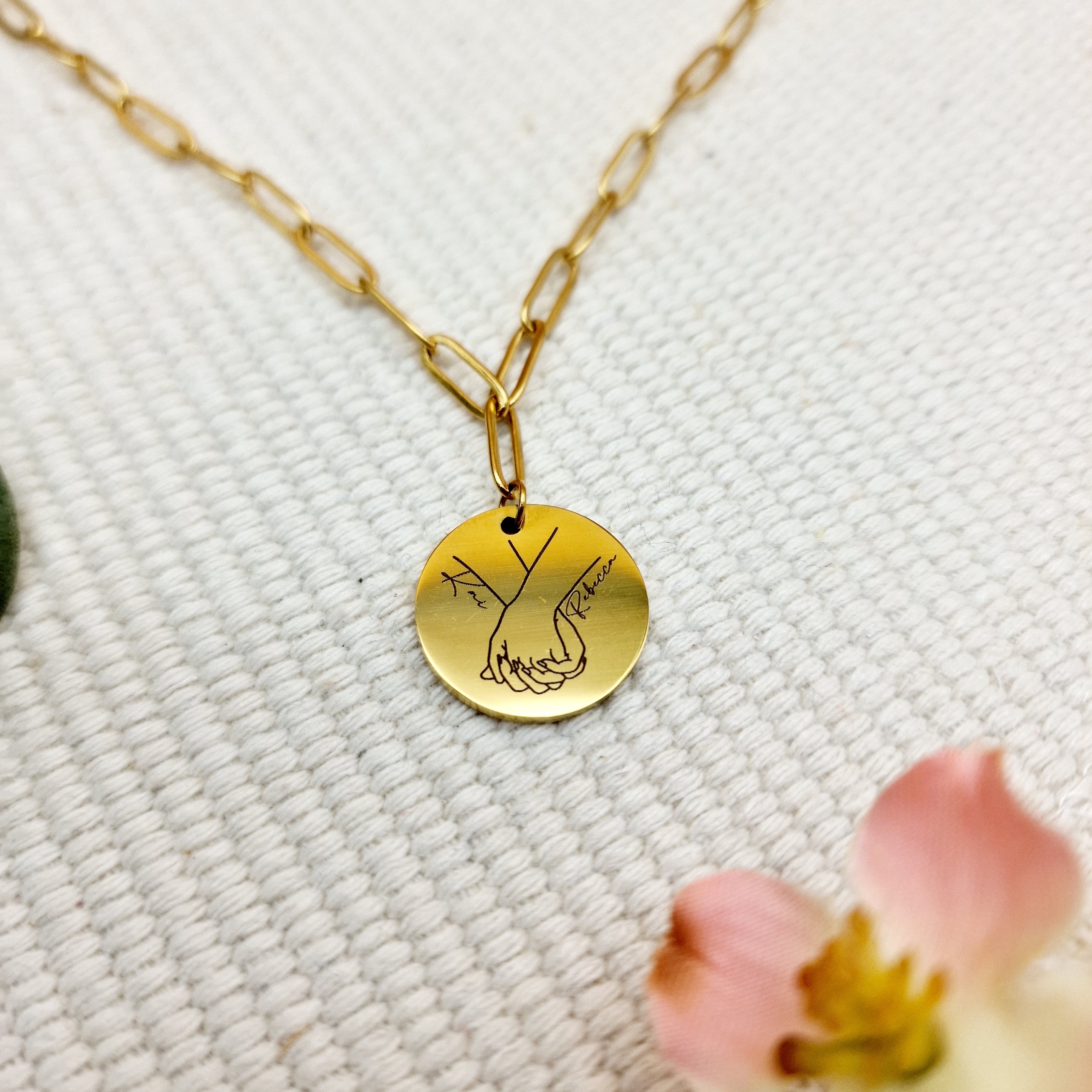 Halskette Anhänger rund | hold hands