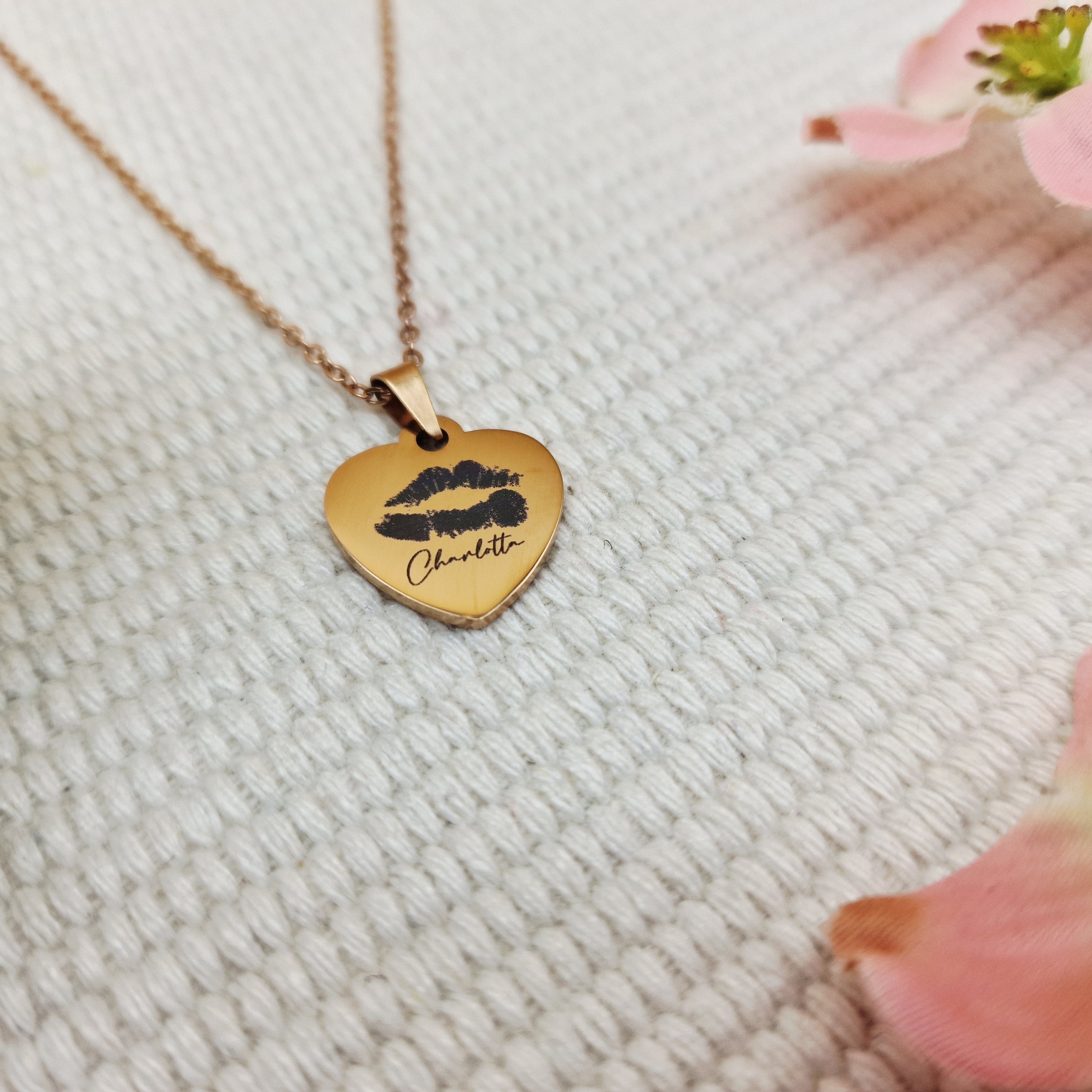 Halskette Herz-Anhänger | Kussmund