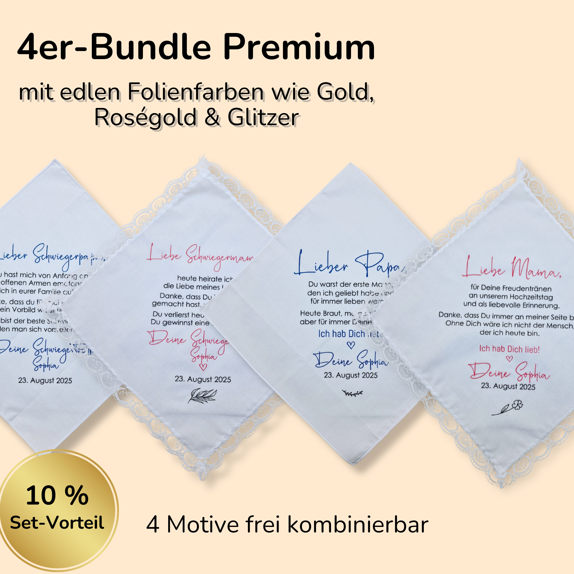 4er-Bundle Stofftaschentücher Premium