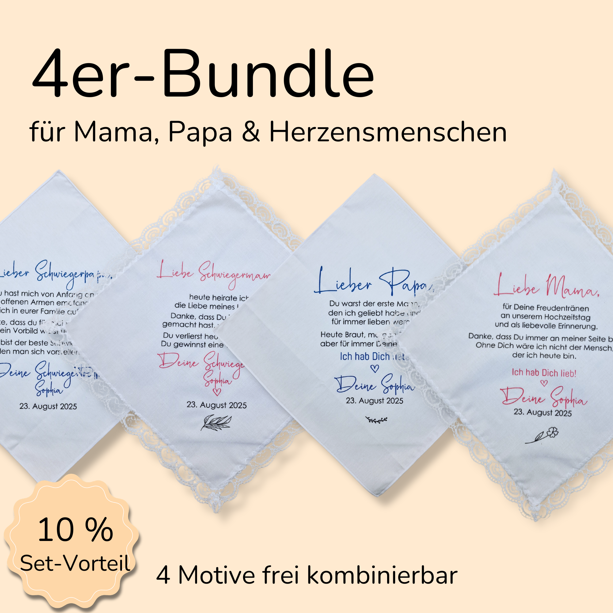 4er-Bundle Stofftaschentücher